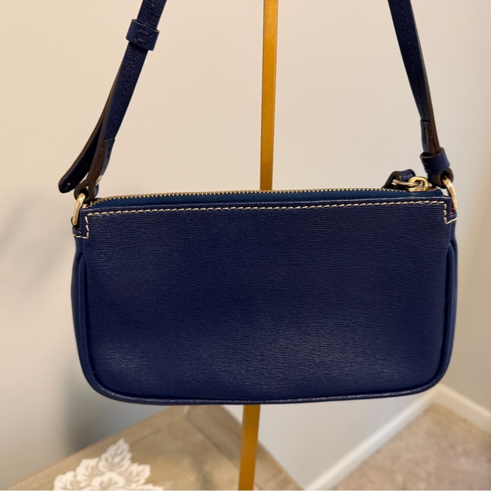 Dooney & Bourke Dark Blue Leather Crossbody Bag EUC 5x81/2 - Picture 2 of 14
